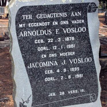 VOSLOO Arnoldus F. 1878-1961 &amp; Jacomina J. 1895-1981