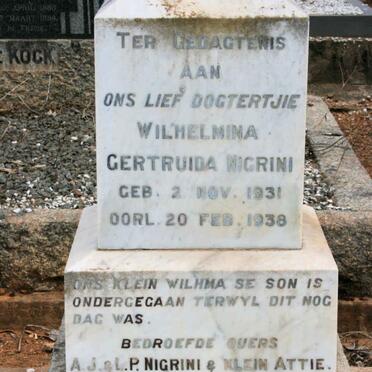 NIGRINI Wilhelmina Gertruida 1931-1938