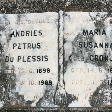 PLESSIS Andries Petrus 1898-1969 &amp; Maria Susanna CRONJE 1882-1962