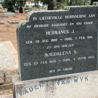 WYK Hermanus J., van 1882-1961 &amp; Magdalena S. 1885-1975