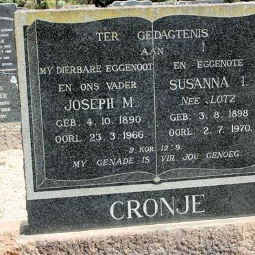 CRONJE Joseph M. 1890-1966 &amp; Susanna I. LOTZ 1898-1970