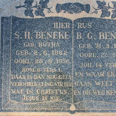 BENEKE B.G. 1881-1976 &amp; S.H. BOTHA 1882-1956