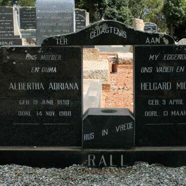 RALL Helgard Michael 1894-1973 &amp; Albertha Adriana 1899-1988