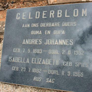 GELDERBLOM Andries Johannes 1883-1962 &amp; Isabella Elizabeth SPIES 1882-1965