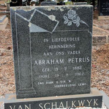 SCHALKWYK Abraham Petrus, van 1882-1962