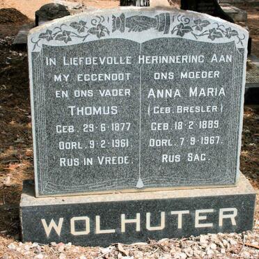 WOLHUTER Thomas 1877-1961 &amp; Anna Maria BRESLER 1889-1967