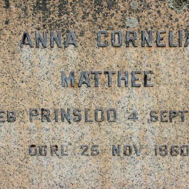 MATTHEE Anna Cornelia neé PRINSLOO 1882-1960