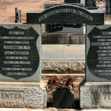 VENTER Antonie J.C. 1906-1991 &amp; Johanna A.P. SWANEPOEL 1906-1955 &amp; Maria C. CRONJE 1922-1991