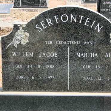 SERFONTEIN Willem Jacob 1888-1973 &amp; Martha Adriana 1900-1994