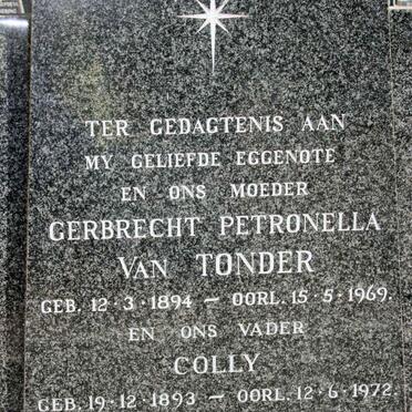 TONDER Colly, van 1893-1972 &amp; Gerbrecht Petronella 1894-1969