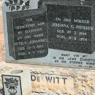 WIT Petrus Johannes, de 1883-1960 &amp; Johanna G. NIEHAUS 1894-1974