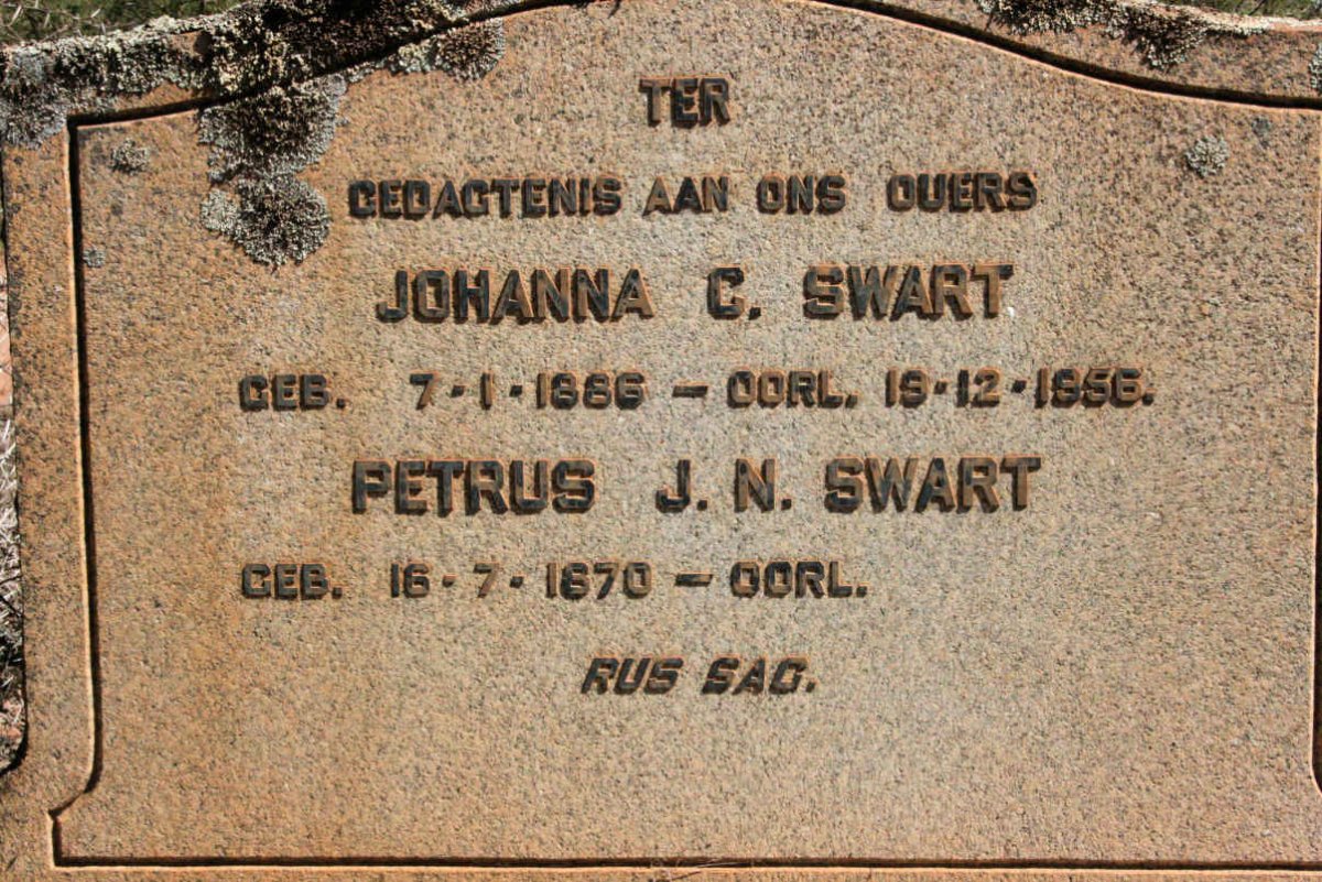 SWART Petrus J.N. 1870- &amp; Johanna C. 1886-1956