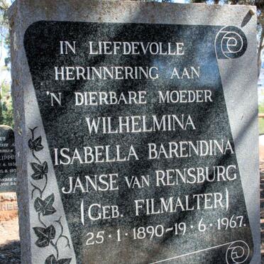 RENSBURG Wilhelmina Isabella Barendina, Janse van neé FILMALTER 1890-1967