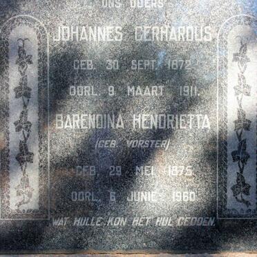JOOSTE Johannes Gerhardus 1872-1911 &amp; Barendina Henrietta VORSTER 1875-1960