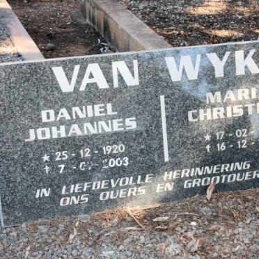 WYK Daniel Johannes, van 1920-2003 &amp; Maria Christina 1924-1994