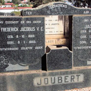 JOUBERT Frederick Jacobus V.E. 1889-1960 &amp; Jacoba VAN WYK 1891-1973