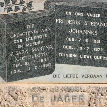 JAGER Frederik Stefanus Johannes, de 1881-1972 &amp; Susara Maryna OOSTHUIZEN 1880-1960
