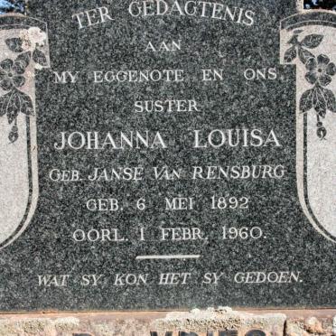 VRIES Johanna Louisa, de 1892-1960