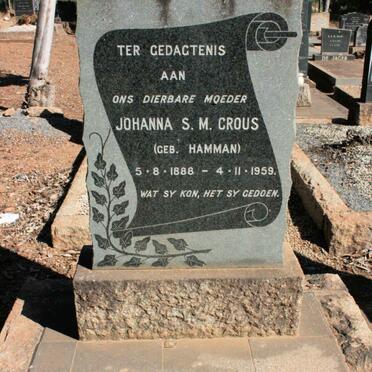 CROUS Johanna S.M. neé HAMMAN 1888-1959 :: CROUS Martha 1916-2003