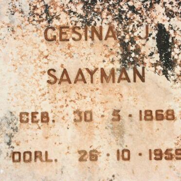 SAAYMAN Gesina J. 1868-1959