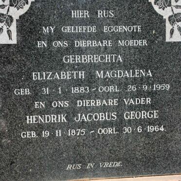 VIVIER Hendrik Jacobus George 1875-1964 &amp; Gerbrectha Elizabeth Magdalena 1883-1959