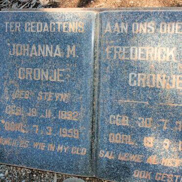 CRONJE Frederick S.J. 1899-1979 &amp; Johanna M. STEYN 1892-1959