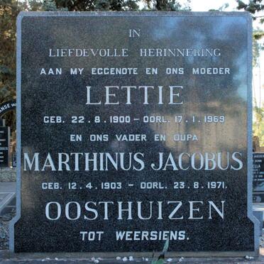OOSTHUIZEN MarthinusJacobus 1903-1971 &amp; Lettie 1900-1969