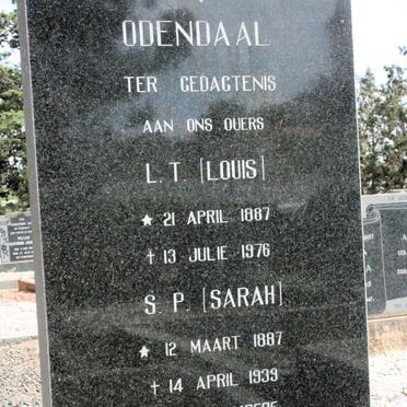 ODENDAAL L.T. 1887-1986 &amp; S.P. 1887-1939
