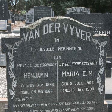 VYVER Benjamin, van der 1898-1966 &amp; Maria E.M. 1903-1980