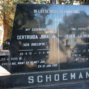SCHOEMAN Johan Coenraad 1908-1971 &amp; Gertruida Johanna ROELOFSE 1912-1969