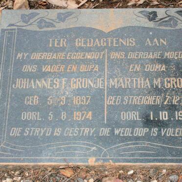 CRONJE Johannes 1897-1974 &amp; Martha M. 1907-1975
