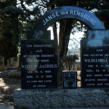 RENSBURG Willem Jacobus, Janse van 1900-1969 &amp; Wilhelmina S.J. 1901-1982