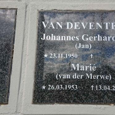 DEVENTER Johannes Gerhardus, van 1950- &amp; Marié VAN DER MERWE 1953-2021