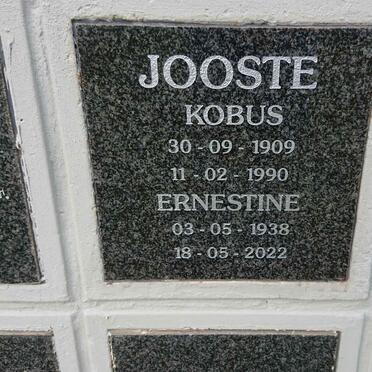 JOOSTE Kobus 1909-1990 &amp; Ernestine 1938-2022