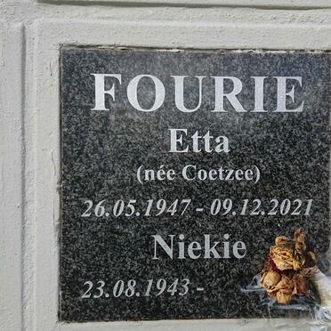 FOURIE  Niekie 1943- &amp; Etta COETZEE 1947-2021