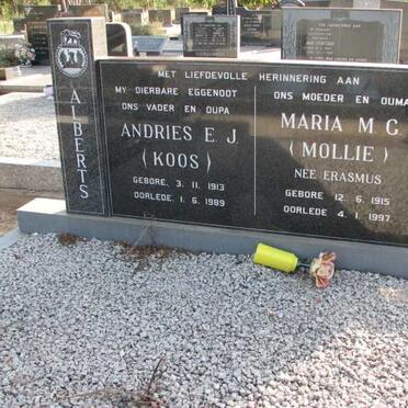 ALBERTS Andries E.J. 1913-1989 &amp; Maria M.G. ERASMUS 1915-1997