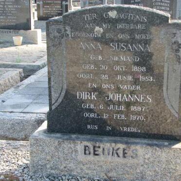BEUKES Dirk Johannes 1897-1970 &amp; Anna Susanna NIEMAND 1898-1953