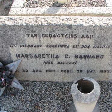 BARNARD Margaretha E. nee BEKKER 1923-1952