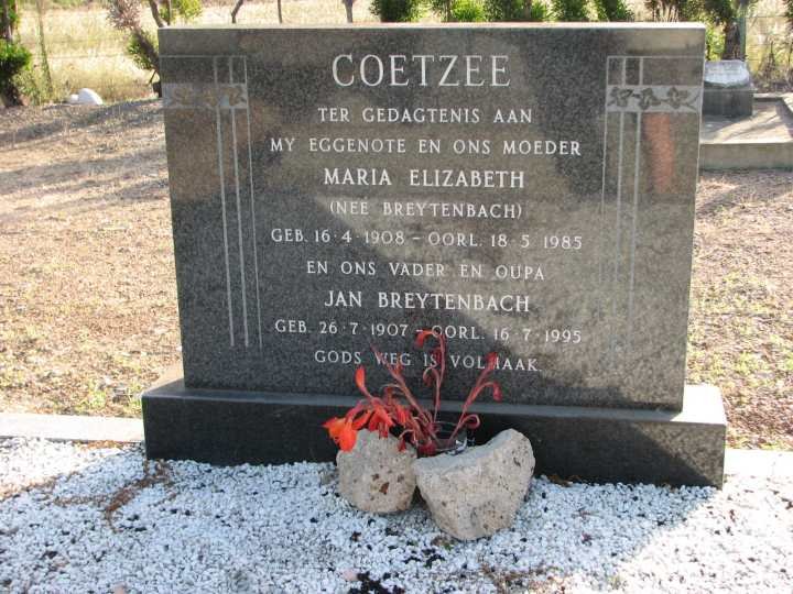 COETZEE Jan Breytenbach 1907-1995 &amp; Maria Elizabeth BREYTENBACH 1908-1985