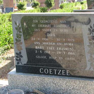 COETZEE Dirk 1906-1975 &amp; Baby ERASMUS 1912-1988