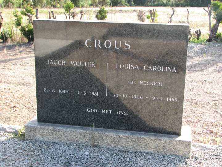 CROUS Jacob Wouter 1899-1981 &amp; Louisa Carolina NECKER 1906-1969