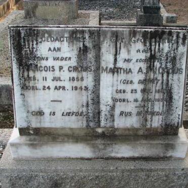 CROUS Francois P. 1856-1943 &amp; Martha A.M. DE WET 188?-1934