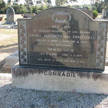 CONRADIE Siebert Jacob 1881-1974 &amp; Rachel Elizabeth SWANEPOEL 1888-1958