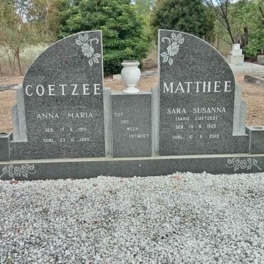 COETZEE Anna Maria 1910-1985 :: MATTHEE Sara Susanna, COETZEE 1925-2013
