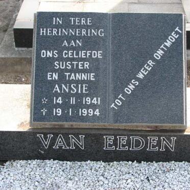 EEDEN Ansie, van 1941-1994