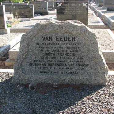 EEDEN Gideon Francois, van 1907-1978 &amp; Susanna Barendina BEUKES  1914-2000