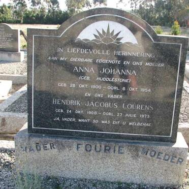 FOURIE Hendrik Jacobus Lourens 1900-1973 &amp; Anna Johanna HUDDLESTONE 1900-1954