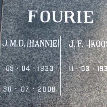FOURIE J.F. 1933- &amp; J.M.D. 1933-2008