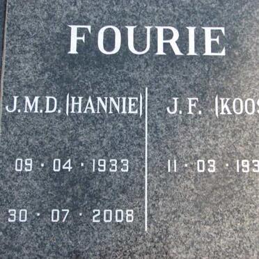 FOURIE J.F. 1933- &amp; J.M.D. 1933-2008