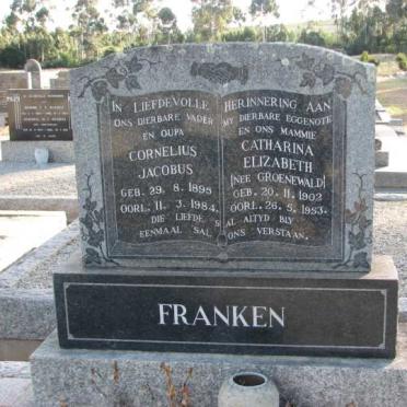 FRANKEN Cornelius Jacobus 1895-1984 &amp; Catharina Elizabeth GROENEWALD 1902-1953